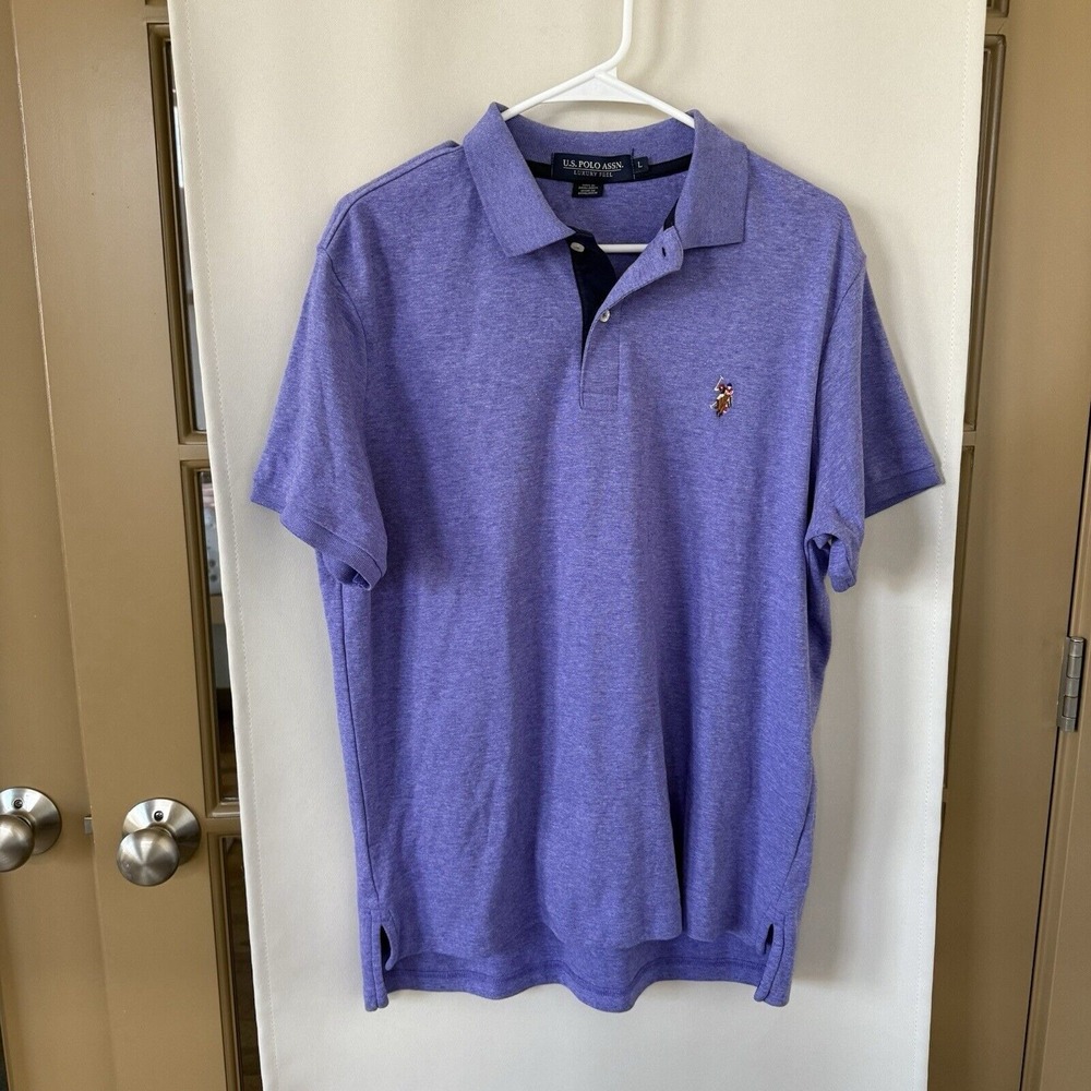 US Polo Assn Men's Large Purple Short Sleeve Polo‎ Shirt Embroidered Horse
